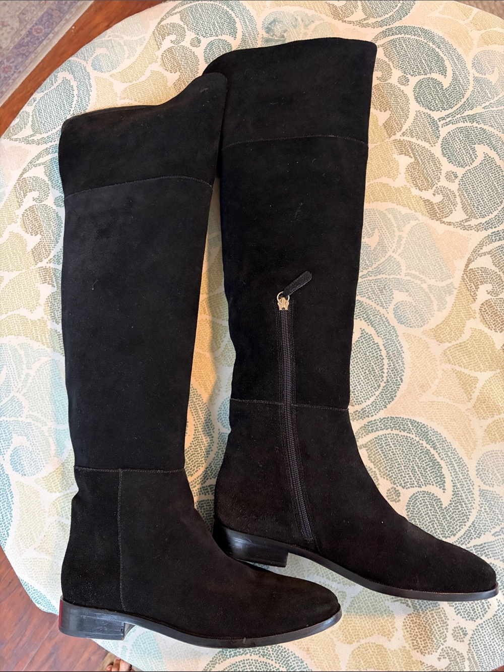 J Crew over the knee black suede boots